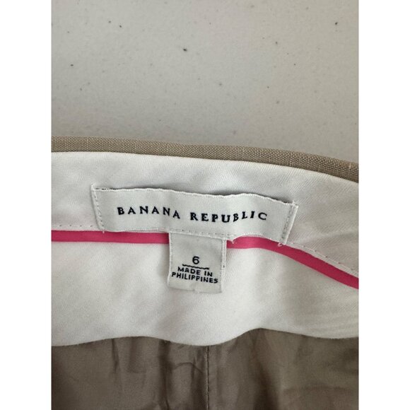 Banana republic silk and linen blend pleated trouser pants tan sz 6 - Picture 3 of 8